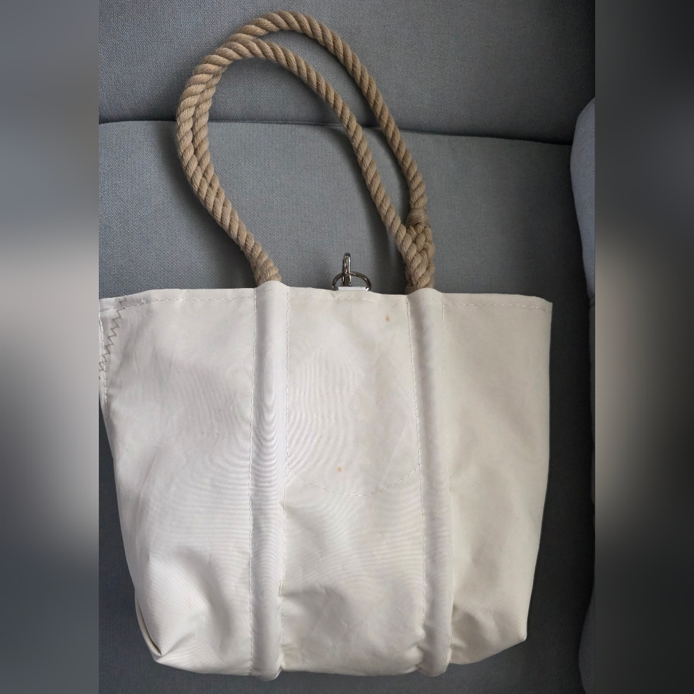 SEA BAGS Recycled 100% Recycled Sail Cloth Tote Bag Blue Anchor Water Resistant - Picture 5 of 10